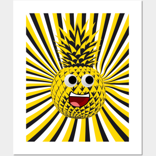 Funny Pineapple Cartoon Character Posters and Art